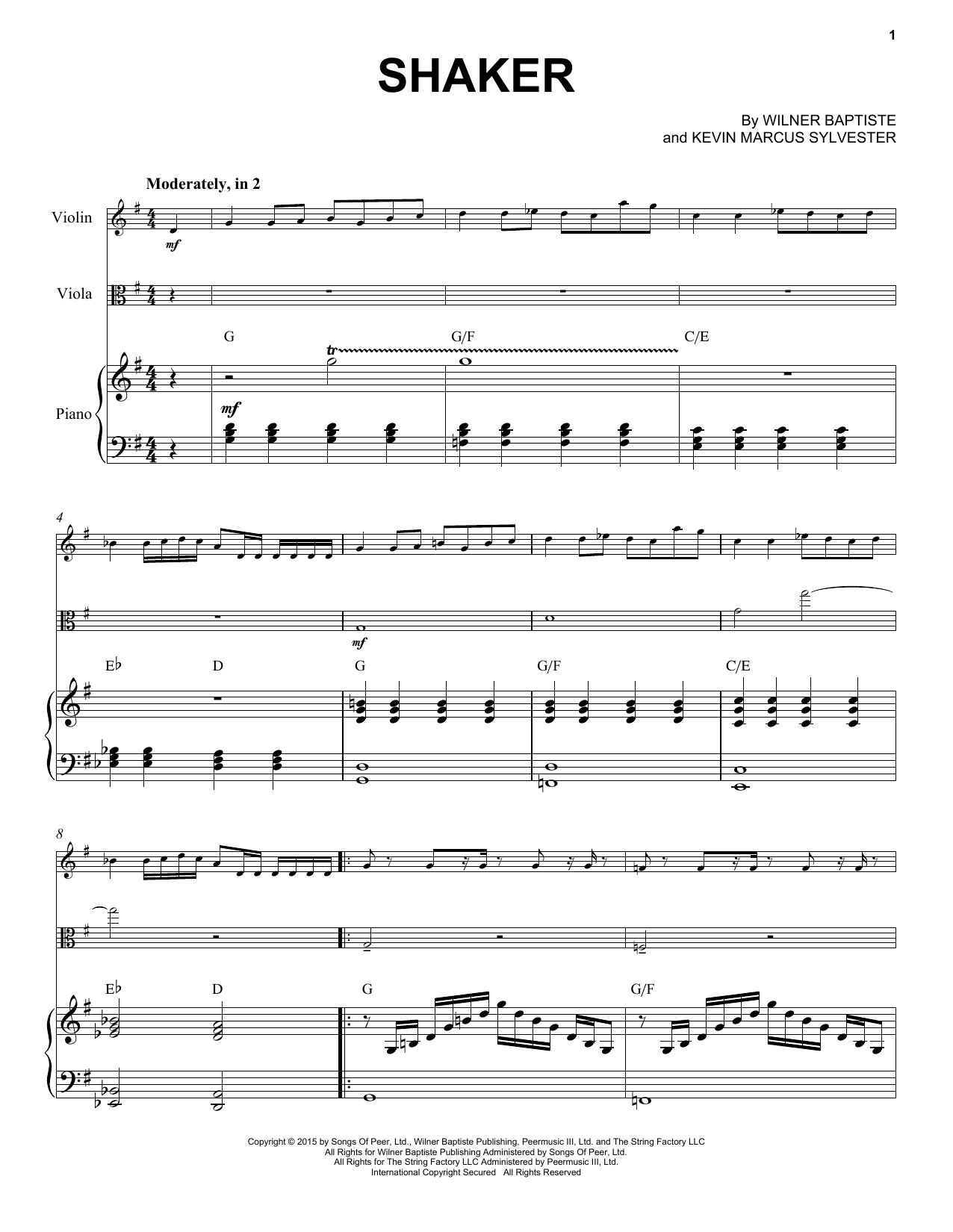 Download Black Violin Shaker Sheet Music and learn how to play Instrumental Duet and Piano PDF digital score in minutes