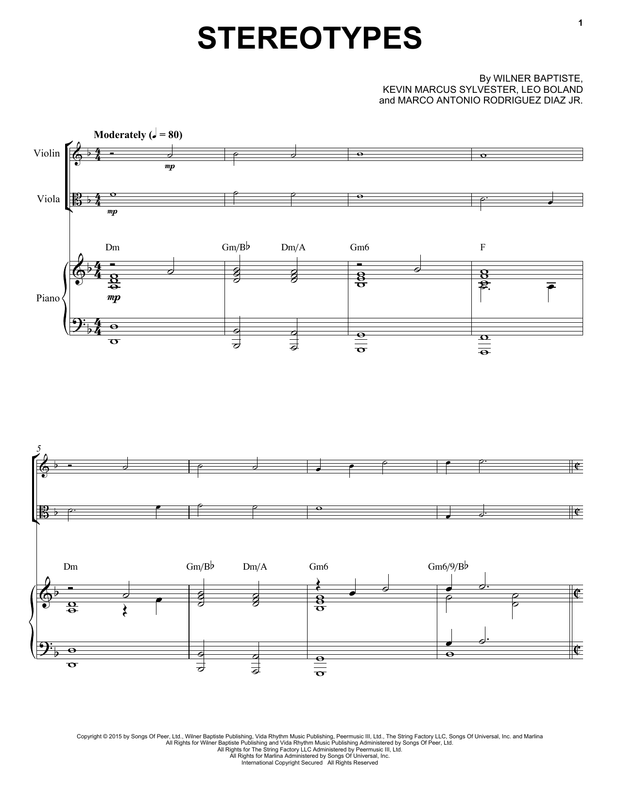 Download Black Violin Stereotypes Sheet Music and learn how to play Instrumental Duet and Piano PDF digital score in minutes