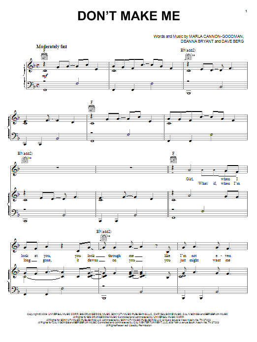 Download Blake Shelton Don't Make Me Sheet Music and learn how to play Piano, Vocal & Guitar (Right-Hand Melody) PDF digital score in minutes