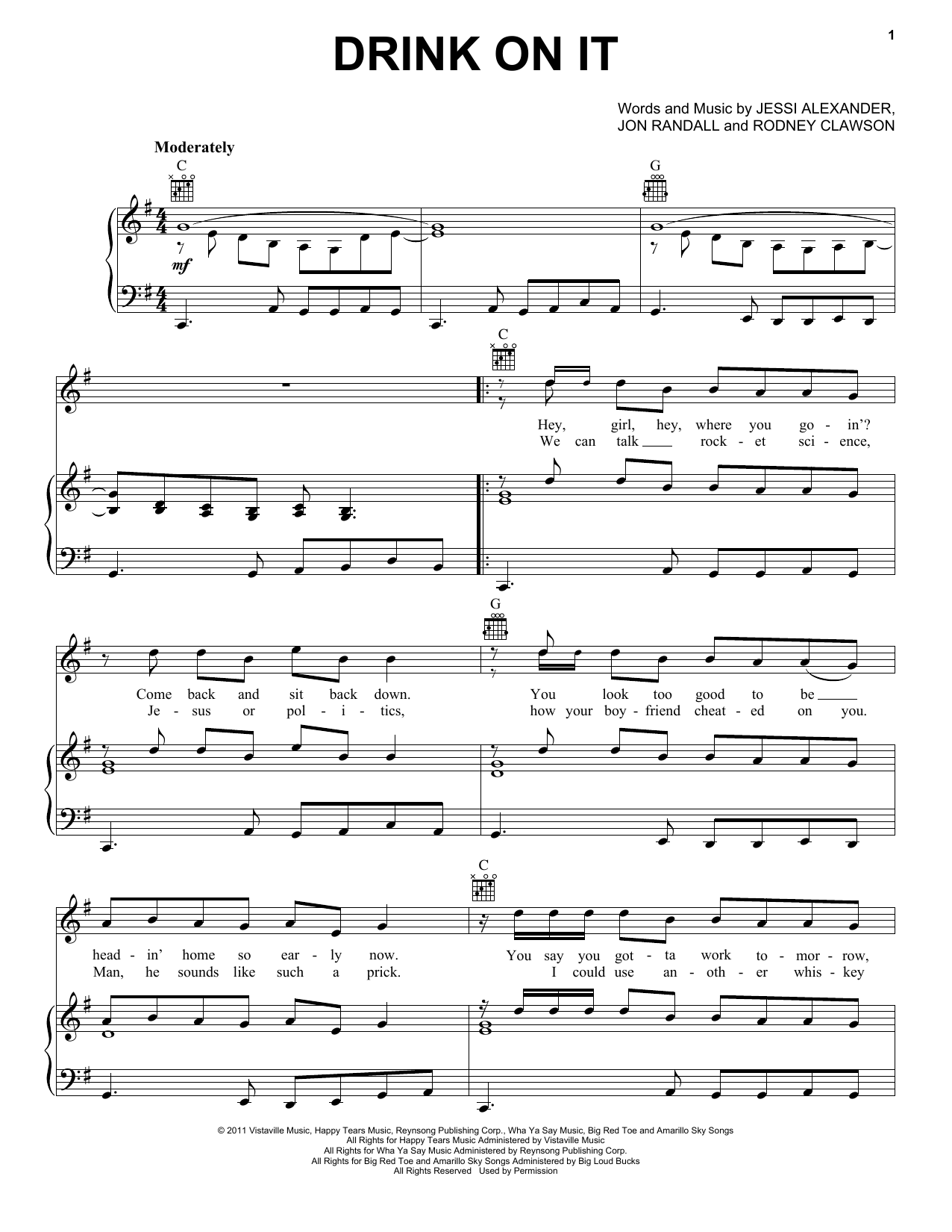 Download Blake Shelton Drink On It Sheet Music and learn how to play Piano, Vocal & Guitar (Right-Hand Melody) PDF digital score in minutes