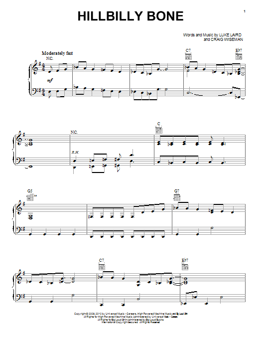 Download Blake Shelton Hillbilly Bone (feat. Trace Adkins) Sheet Music and learn how to play Piano, Vocal & Guitar (Right-Hand Melody) PDF digital score in minutes