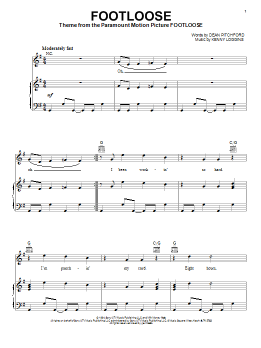 Download Blake Shelton Footloose Sheet Music and learn how to play Piano, Vocal & Guitar (Right-Hand Melody) PDF digital score in minutes