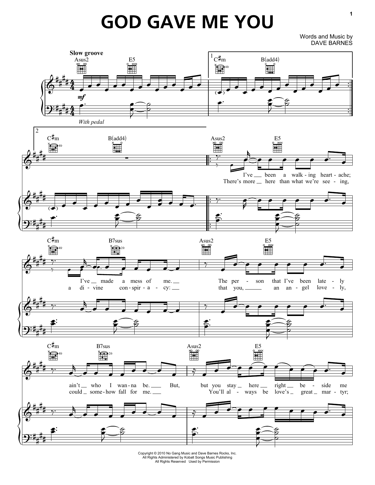 Download Blake Shelton God Gave Me You Sheet Music and learn how to play Melody Line, Lyrics & Chords PDF digital score in minutes