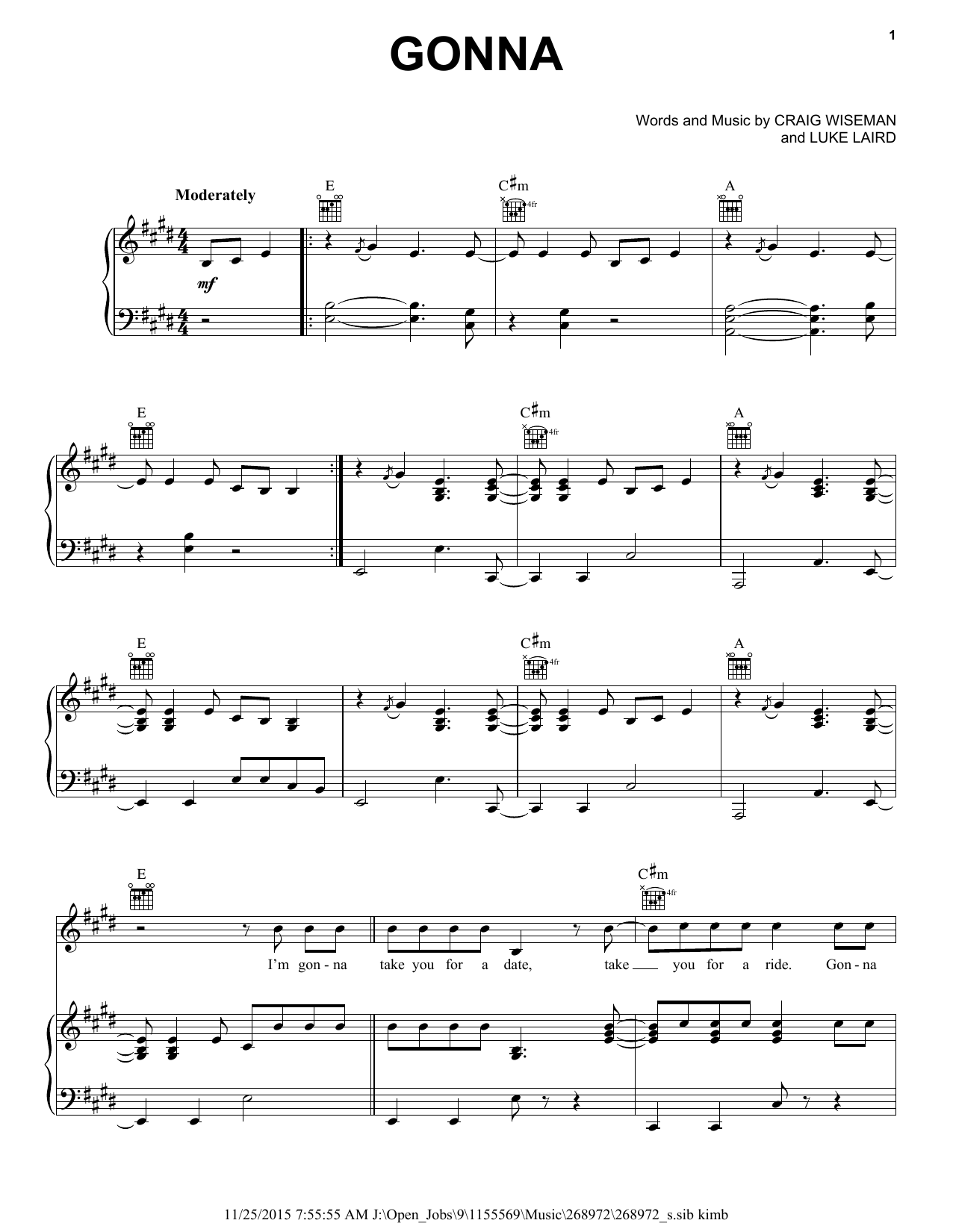 Download Blake Shelton Gonna Sheet Music and learn how to play Piano, Vocal & Guitar (Right-Hand Melody) PDF digital score in minutes