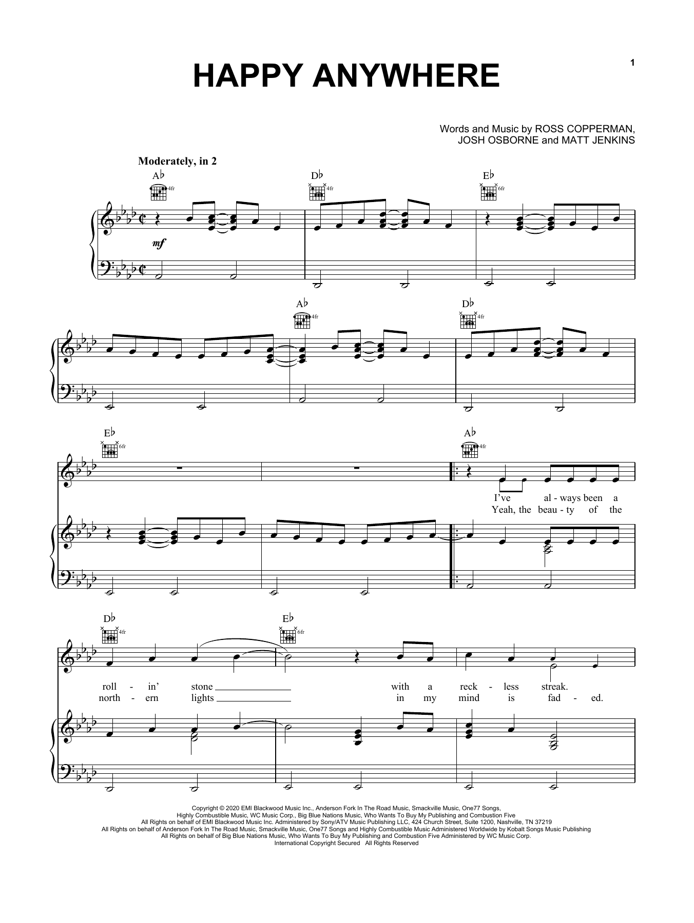 Download Blake Shelton Happy Anywhere (feat. Gwen Stefani) Sheet Music and learn how to play Piano, Vocal & Guitar Chords (Right-Hand Melody) PDF digital score in minutes