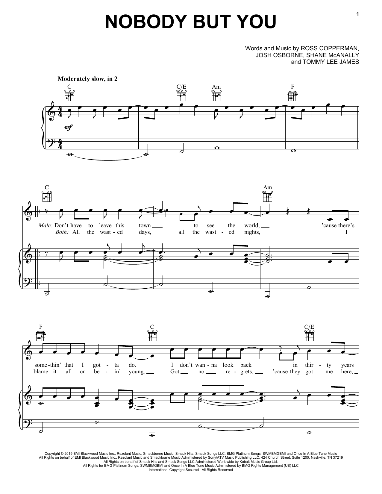 Download Blake Shelton Nobody But You (duet with Gwen Stefani) Sheet Music and learn how to play Piano, Vocal & Guitar Chords (Right-Hand Melody) PDF digital score in minutes