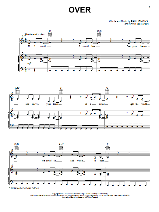 Download Blake Shelton Over Sheet Music and learn how to play Piano, Vocal & Guitar (Right-Hand Melody) PDF digital score in minutes