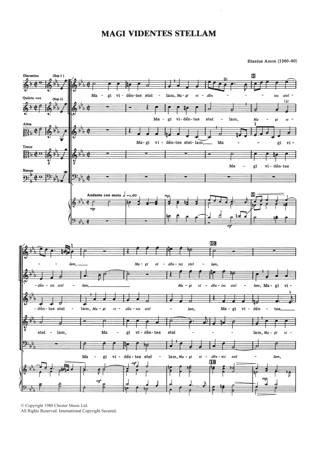 Download Blasius Amon Magi Videntes Stellam Sheet Music and learn how to play Choral SAATB PDF digital score in minutes