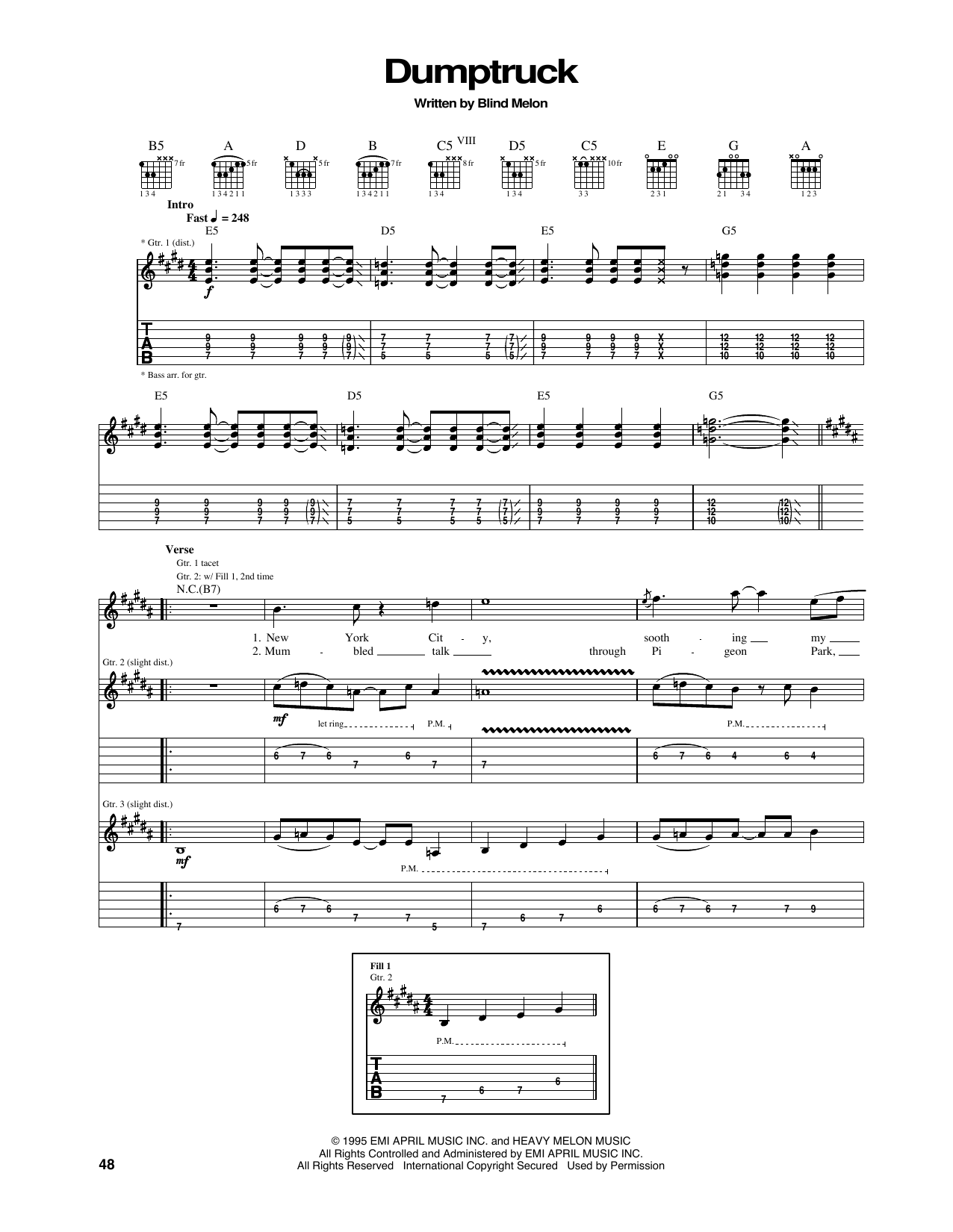 Download Blind Melon Dumptruck Sheet Music and learn how to play Guitar Tab PDF digital score in minutes