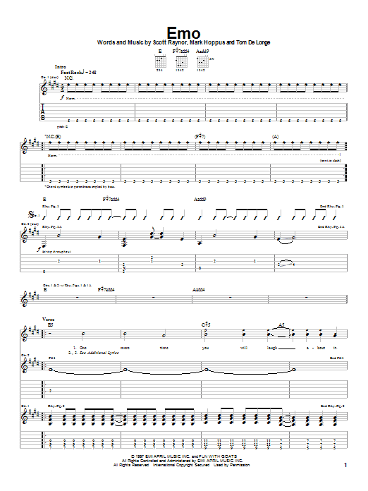 Download Blink-182 Emo Sheet Music and learn how to play Guitar Tab PDF digital score in minutes