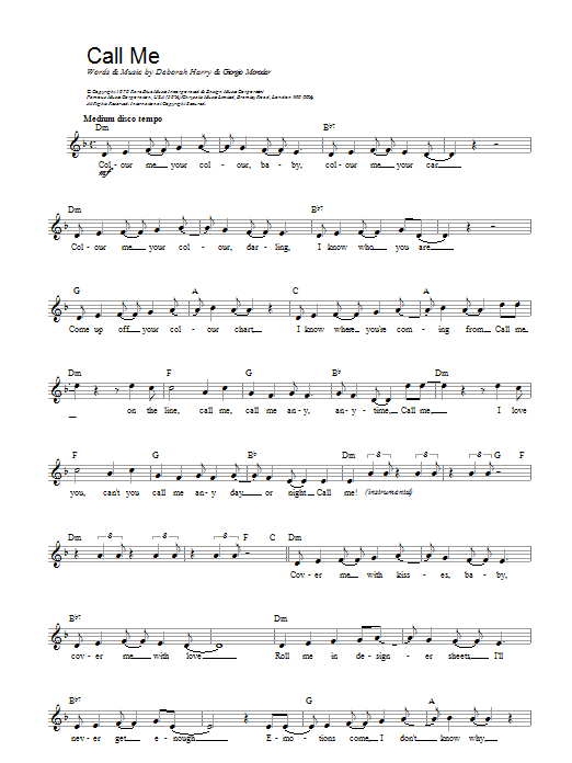Download Blondie Sheet Music and learn how to play Piano, Vocal & Guitar (Right-Hand Melody) PDF score in minutes