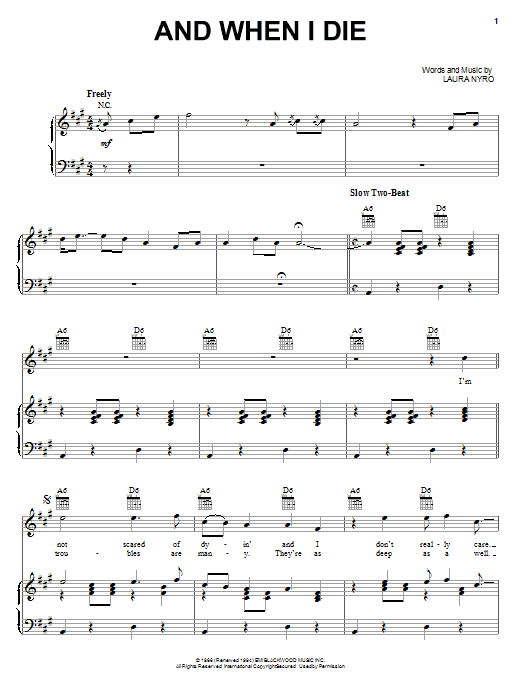 Download Blood, Sweat & Tears And When I Die Sheet Music and learn how to play Piano, Vocal & Guitar (Right-Hand Melody) PDF digital score in minutes