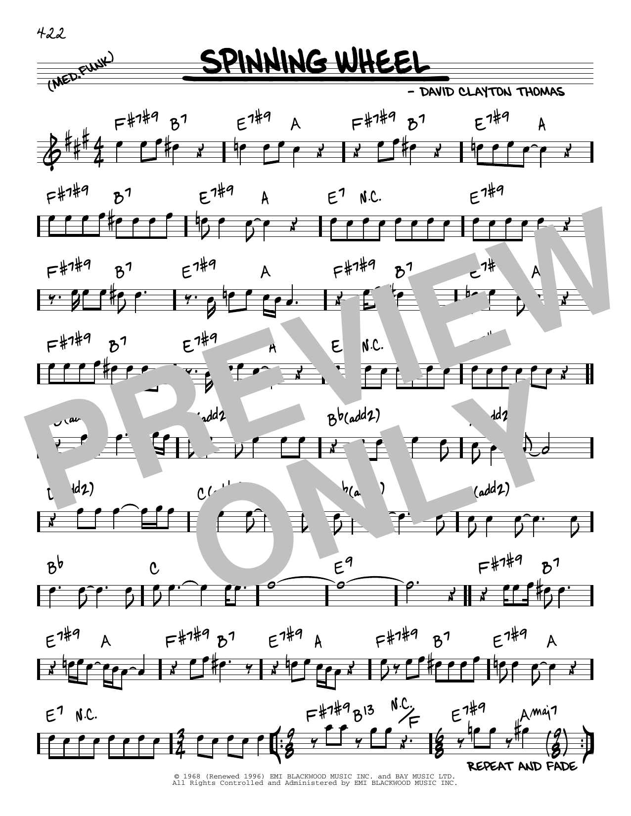 Download Blood, Sweat & Tears Spinning Wheel Sheet Music and learn how to play Real Book – Melody & Chords PDF digital score in minutes