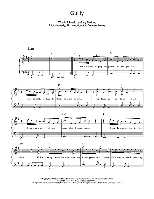 Download Blue Guilty Sheet Music and learn how to play Beginner Piano PDF digital score in minutes
