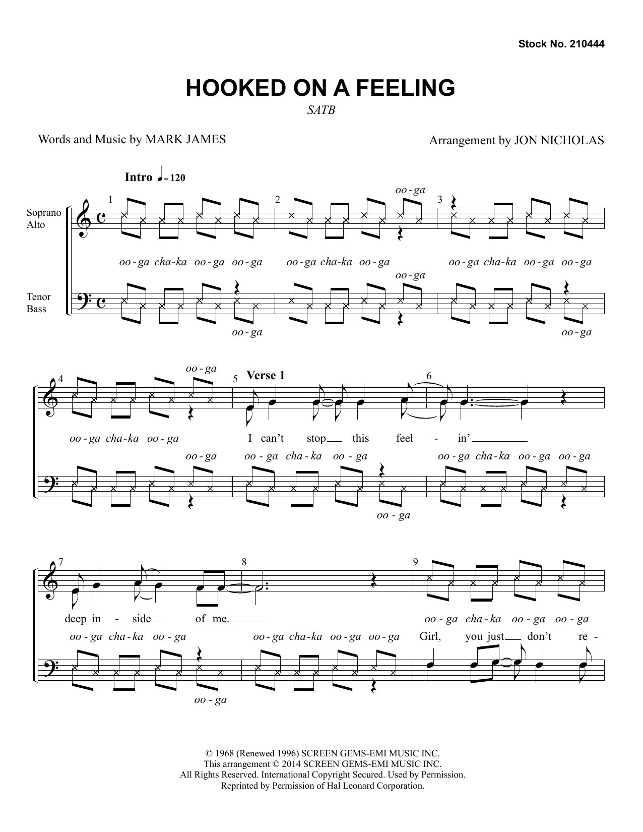 Download Blue Suede Hooked On A Feeling (arr. Jon Nicholas) Sheet Music and learn how to play TTBB Choir PDF digital score in minutes