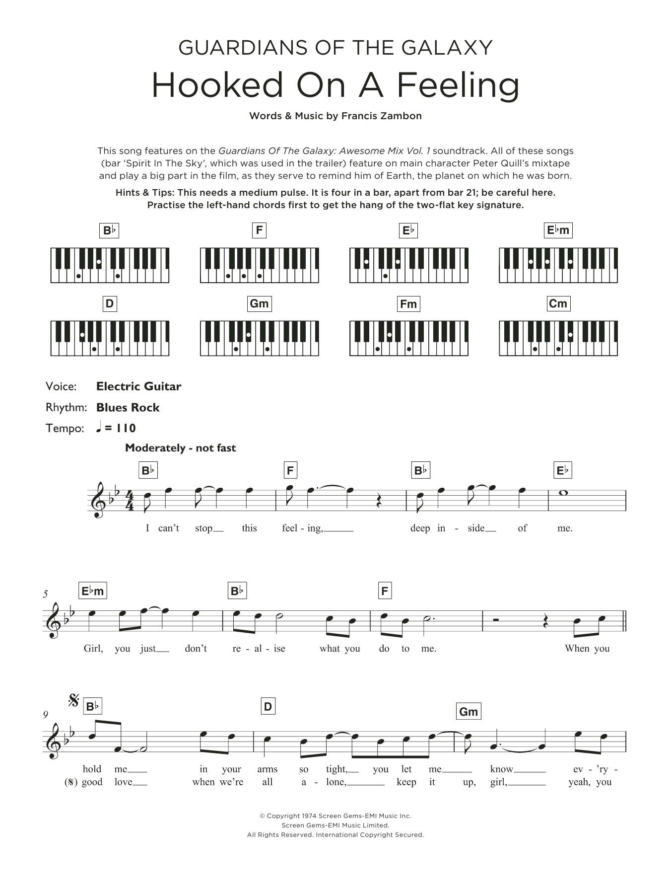 Download Blue Swede Hooked On A Feeling Sheet Music and learn how to play Beginner Piano PDF digital score in minutes
