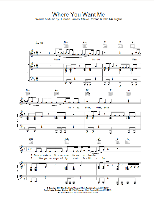 Download Blue Where You Want Me Sheet Music and learn how to play Piano, Vocal & Guitar PDF digital score in minutes
