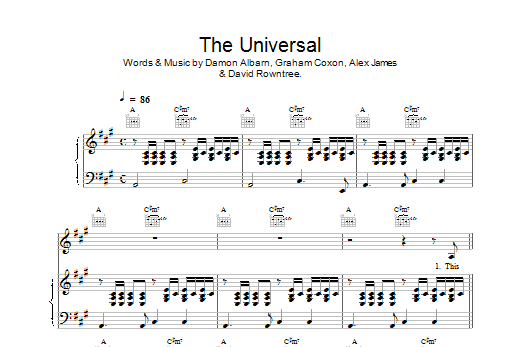 Download Blur The Universal Sheet Music and learn how to play Piano PDF digital score in minutes