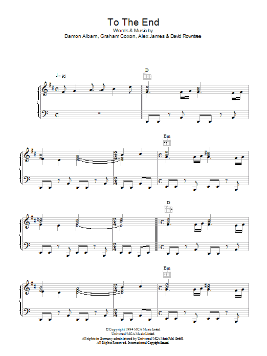 Download Blur To The End Sheet Music and learn how to play Flute PDF digital score in minutes