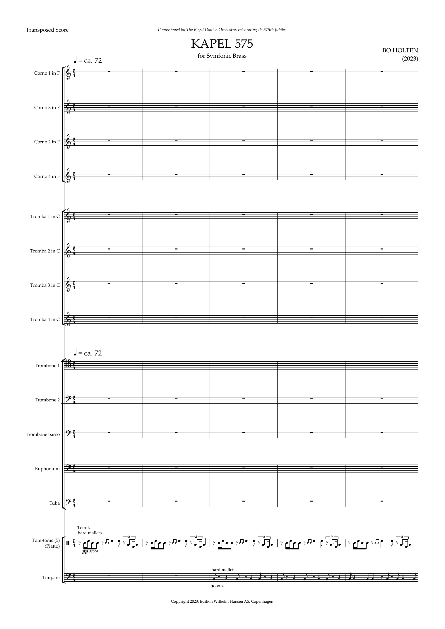 Download Bo Holten Kapel 575 Sheet Music and learn how to play Brass Ensemble PDF digital score in minutes