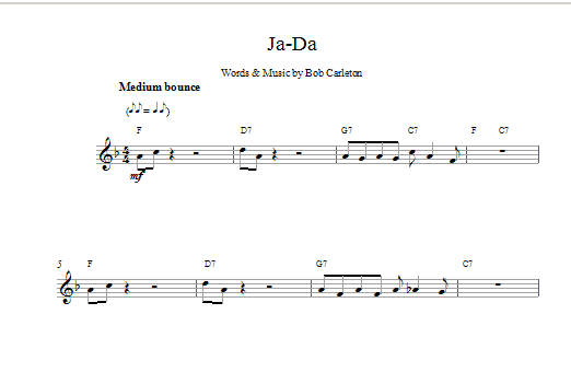 Download Bob Carleton Ja-Da Sheet Music and learn how to play Melody Line & Chords PDF digital score in minutes