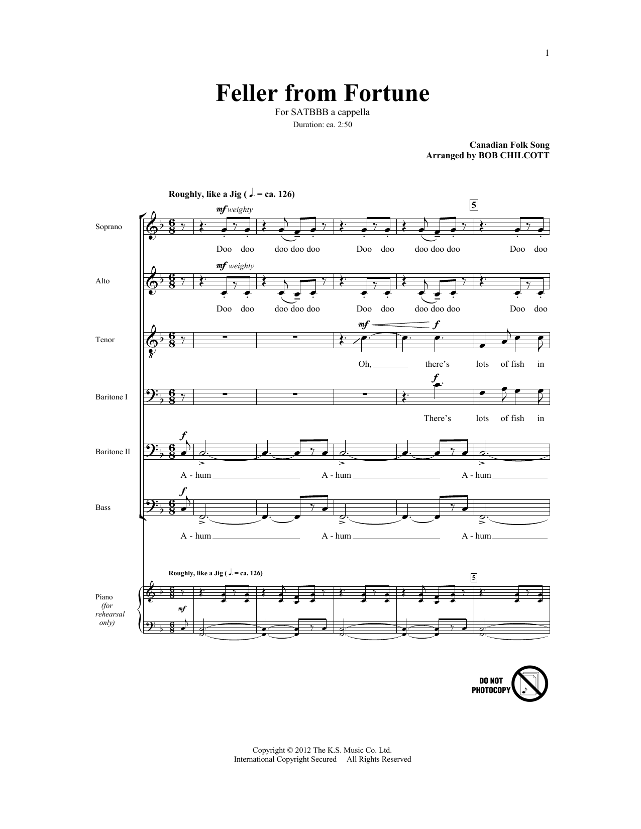 Download Bob Chilcott Feller From Fortune Sheet Music and learn how to play SATB PDF digital score in minutes