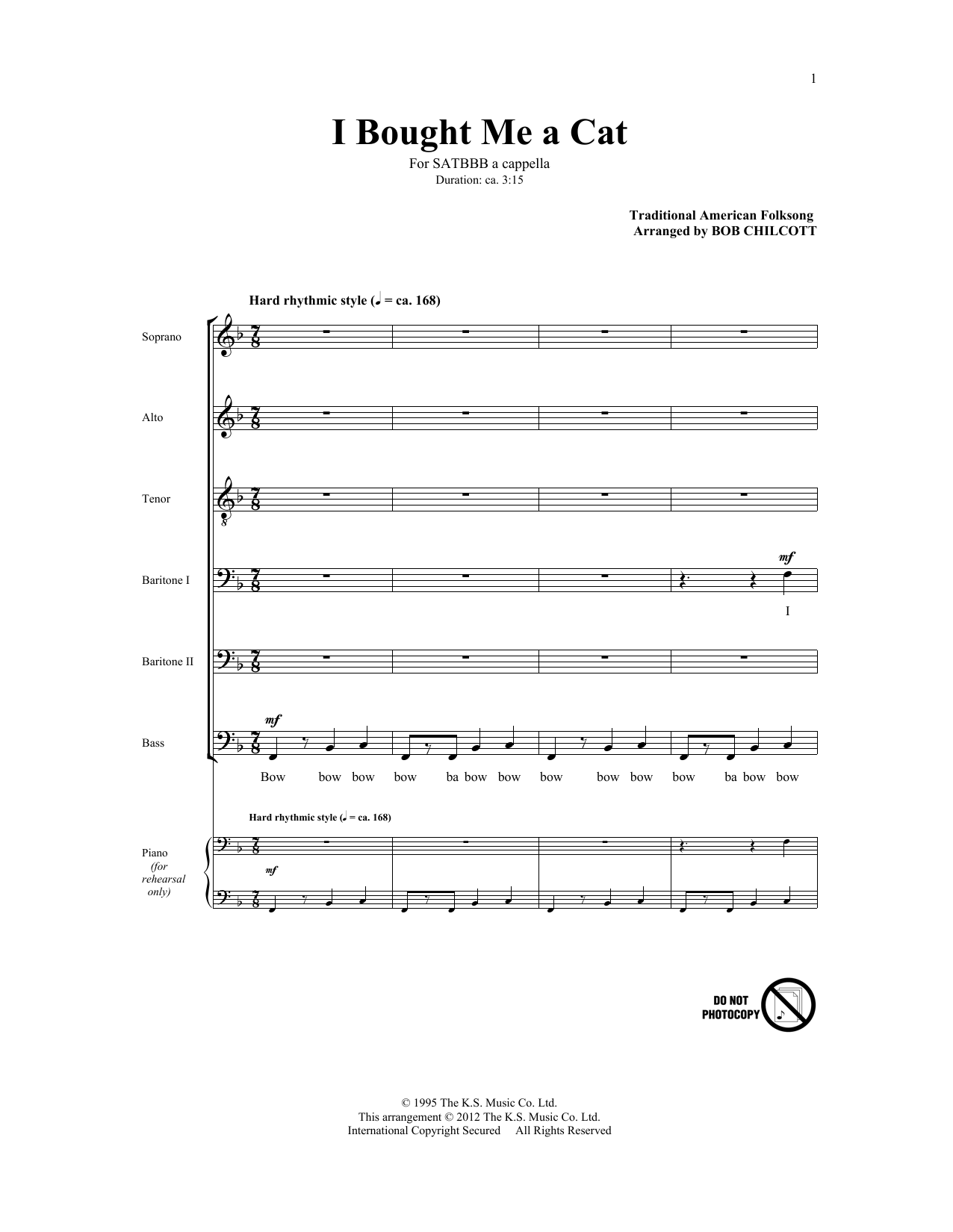 Download Bob Chilcott I Bought Me A Cat Sheet Music and learn how to play SATB PDF digital score in minutes