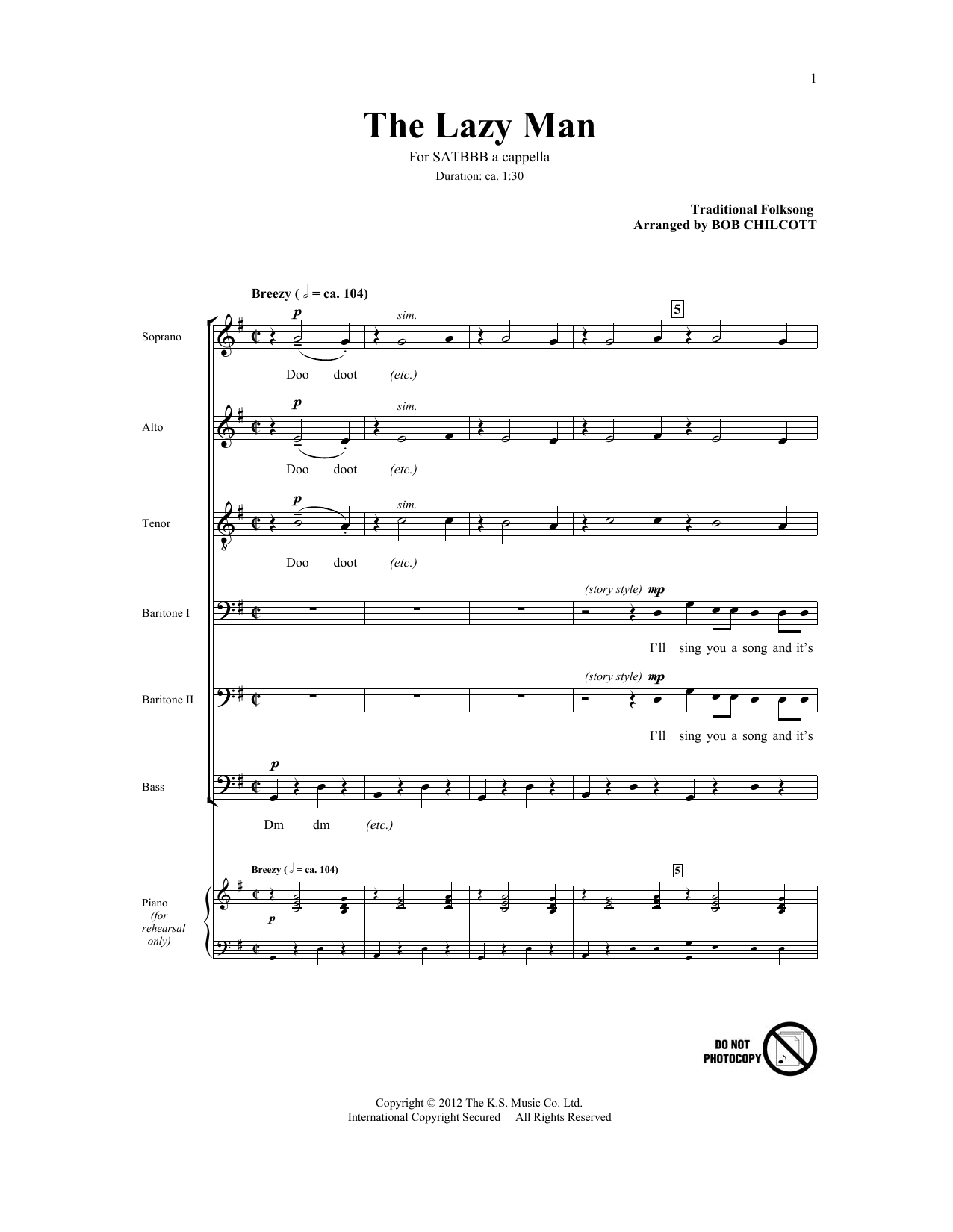 Download Traditional Folksong The Lazy Man (arr. Bob Chilcott) Sheet Music and learn how to play SATB PDF digital score in minutes