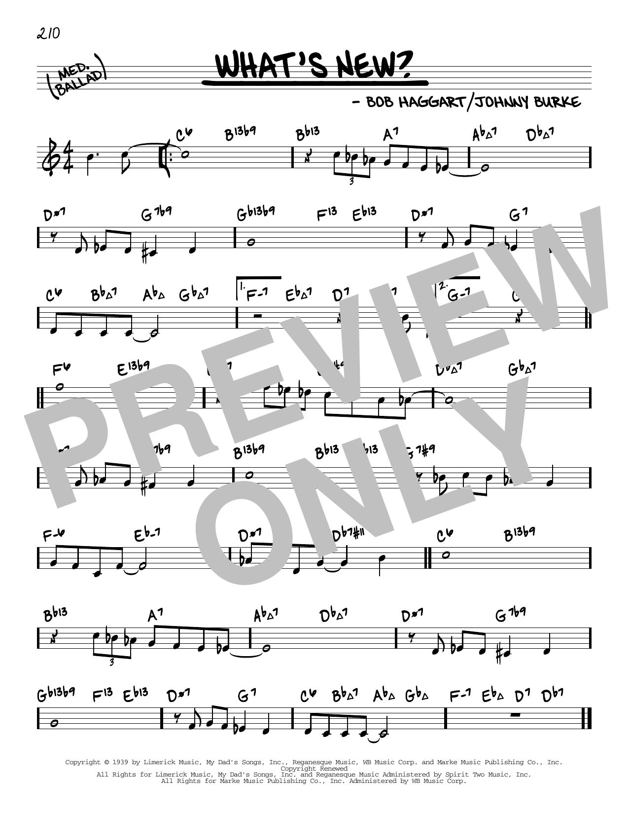 Download Bob Crosby & His Orchestra What's New? (arr. David Hazeltine) Sheet Music and learn how to play Real Book – Enhanced Chords PDF digital score in minutes