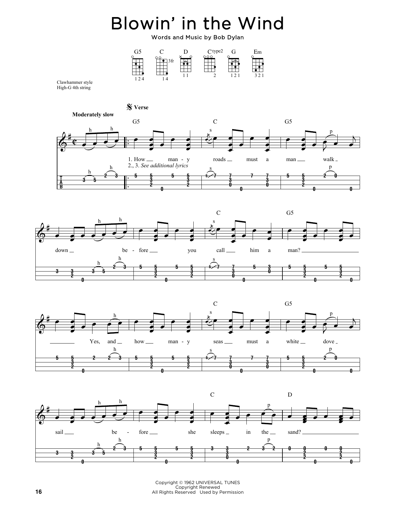 Download Bob Dylan Blowin' In The Wind (arr. Jim Schustedt) Sheet Music and learn how to play Ukulele PDF digital score in minutes