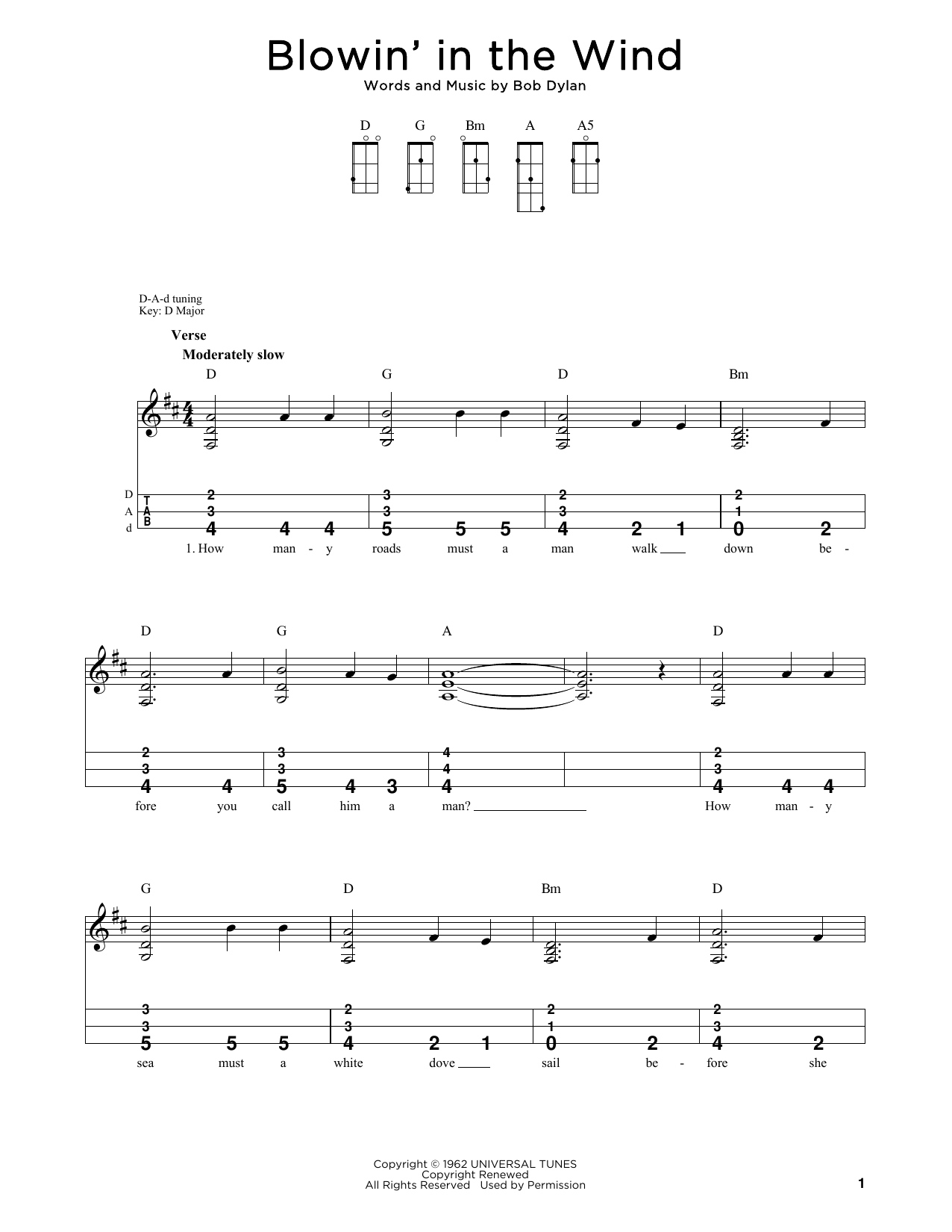 Download Bob Dylan Blowin' In The Wind (arr. Steven B. Eulberg) Sheet Music and learn how to play Dulcimer PDF digital score in minutes