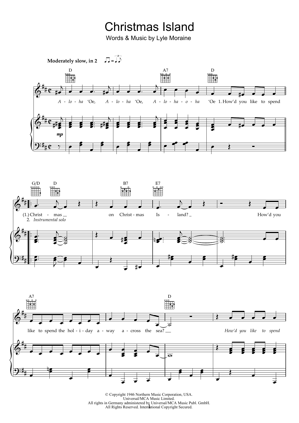 Download Bob Dylan Christmas Island Sheet Music and learn how to play Piano, Vocal & Guitar (Right-Hand Melody) PDF digital score in minutes