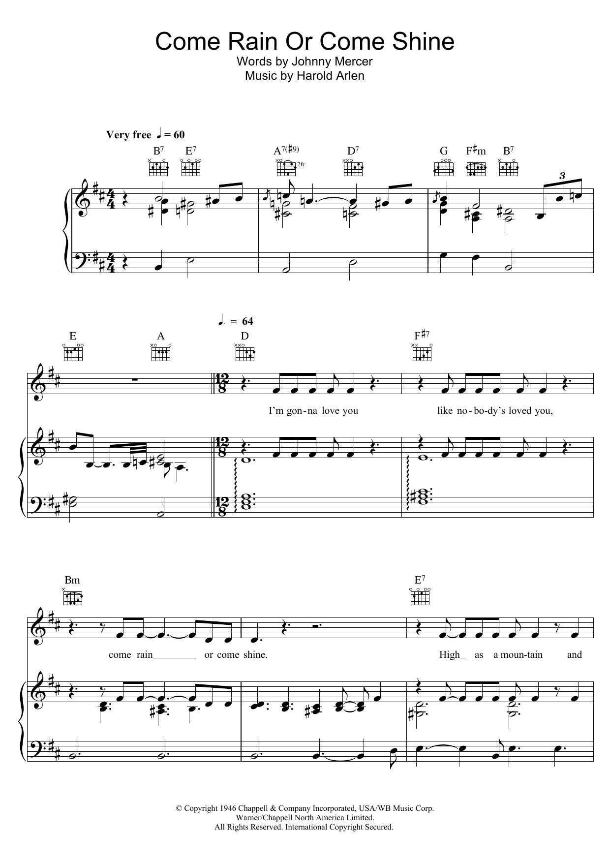 Download Bob Dylan Come Rain Or Come Shine Sheet Music and learn how to play Piano, Vocal & Guitar (Right-Hand Melody) PDF digital score in minutes
