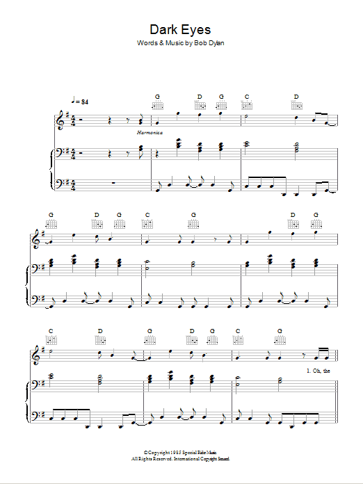 Download Bob Dylan Dark Eyes Sheet Music and learn how to play Ukulele Lyrics & Chords PDF digital score in minutes