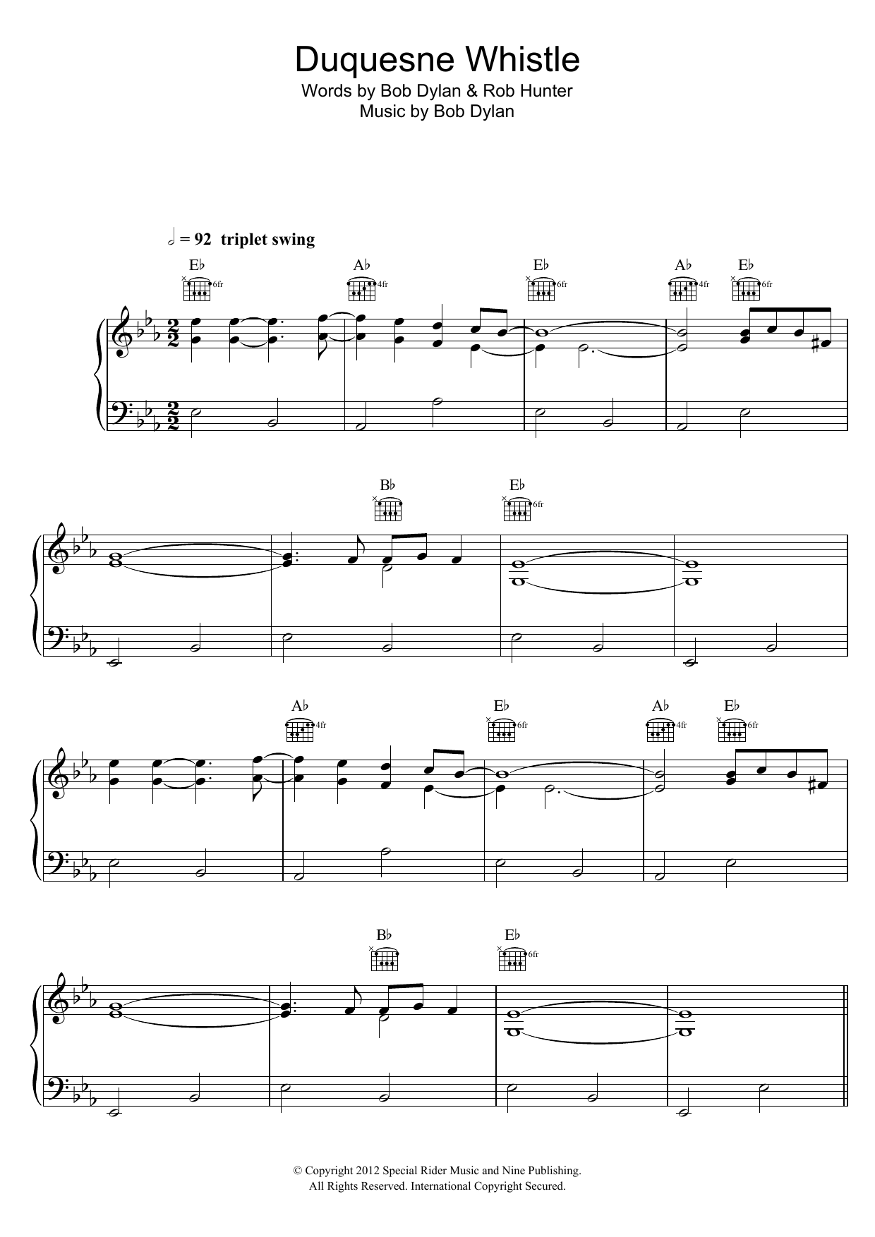 Download Bob Dylan Duquesne Whistle Sheet Music and learn how to play Ukulele Lyrics & Chords PDF digital score in minutes