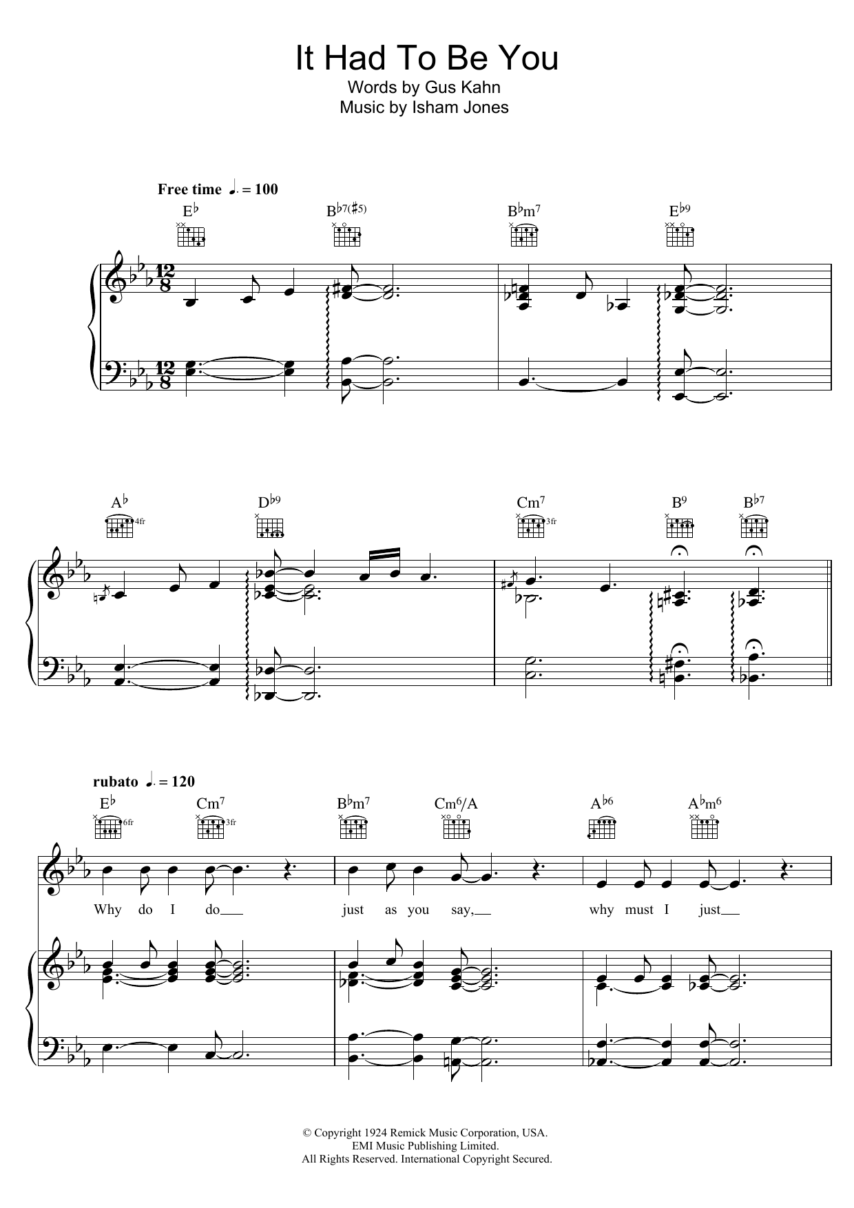 Download Bob Dylan It Had To Be You Sheet Music and learn how to play Piano, Vocal & Guitar (Right-Hand Melody) PDF digital score in minutes