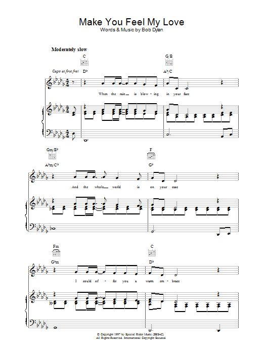 Download Bob Dylan Make You Feel My Love Sheet Music and learn how to play Ukulele Lyrics & Chords PDF digital score in minutes