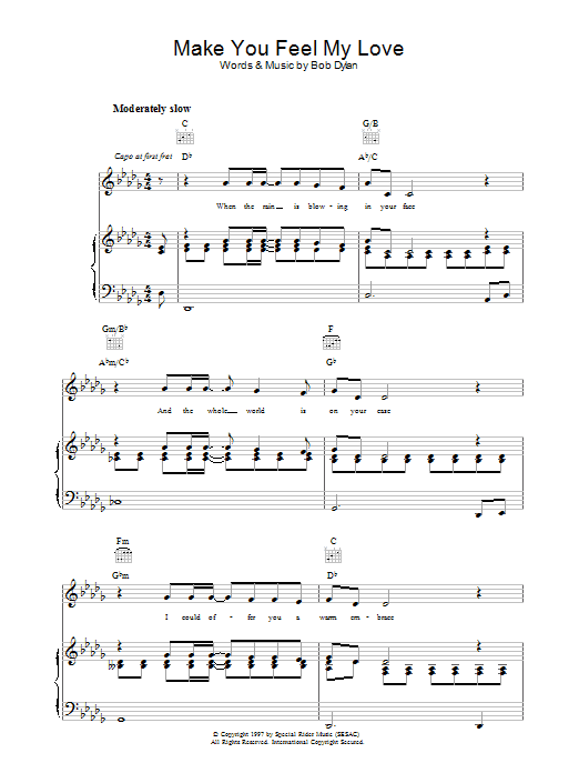 Bob Dylan Make You Feel My Love Sheet Music Chords Download Page Printable Pdf Piano