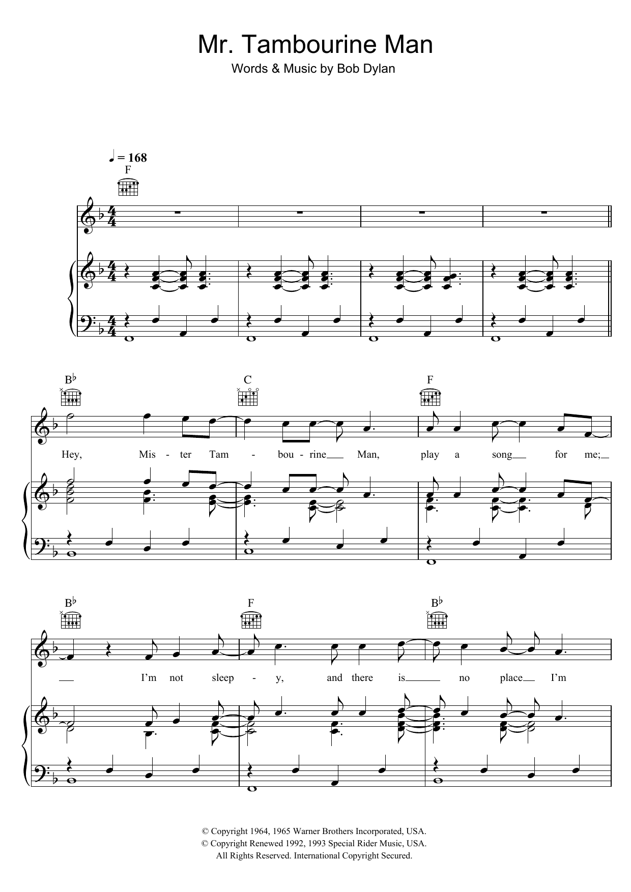 Download Bob Dylan Mr. Tambourine Man Sheet Music and learn how to play Guitar Tab PDF digital score in minutes