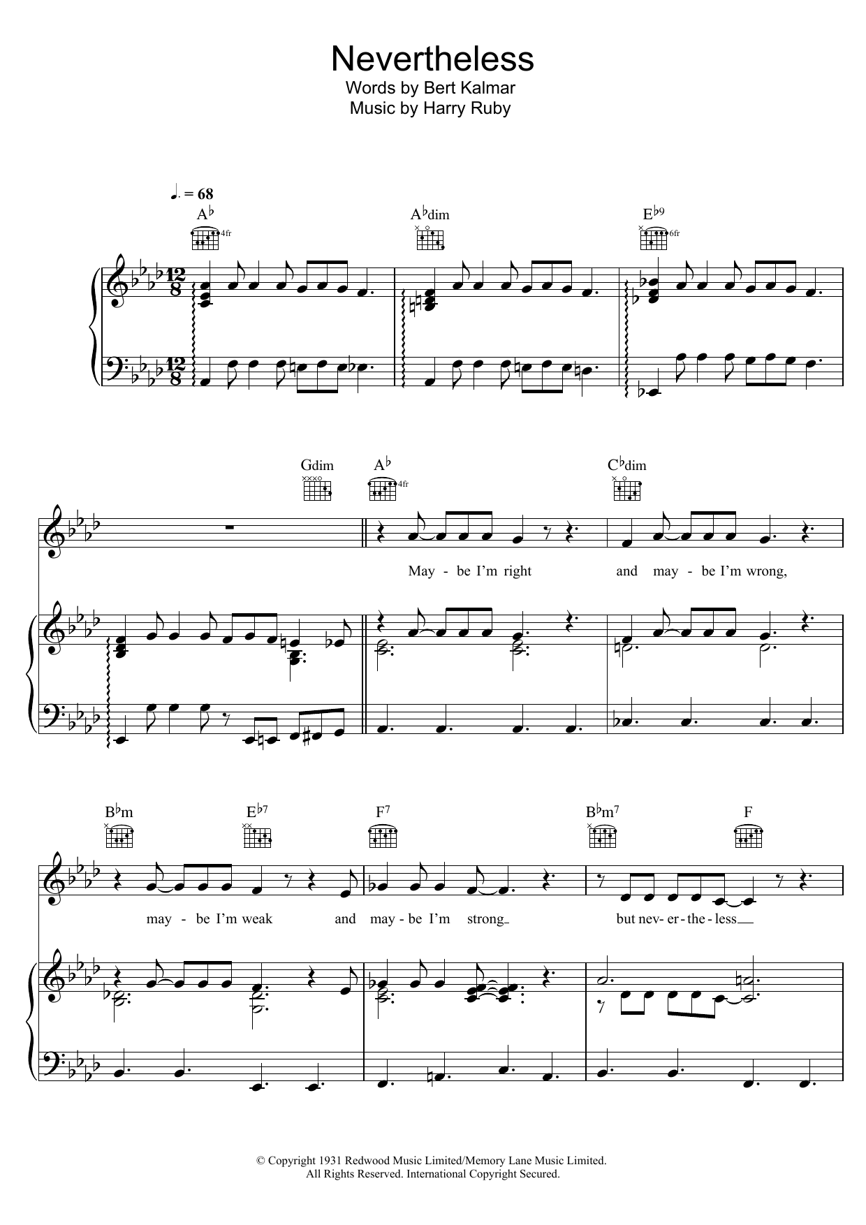 Download Bob Dylan Nevertheless Sheet Music and learn how to play Piano, Vocal & Guitar (Right-Hand Melody) PDF digital score in minutes