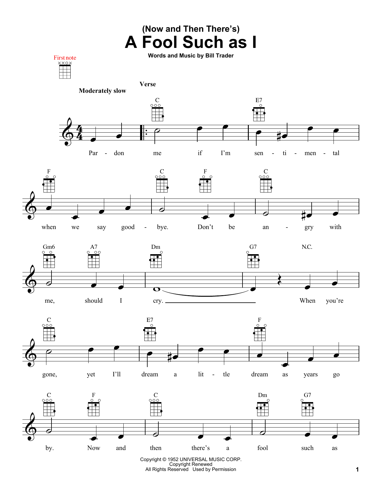 Download Bob Dylan (Now And Then There's) A Fool Such As I Sheet Music and learn how to play Ukulele PDF digital score in minutes