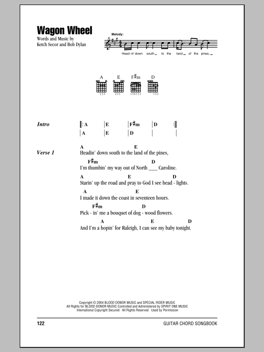 Download Bob Dylan Wagon Wheel Sheet Music and learn how to play Real Book – Melody, Lyrics & Chords PDF digital score in minutes