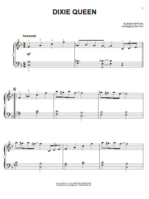 Download Bob Hoffman Dixie Queen Sheet Music and learn how to play Easy Piano PDF digital score in minutes