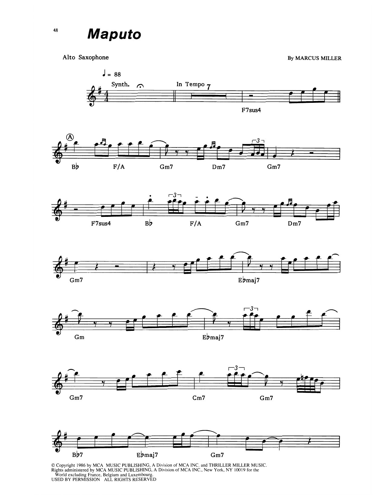 Download Bob James and David Sanborn Maputo Sheet Music and learn how to play Alto Sax Transcription PDF digital score in minutes