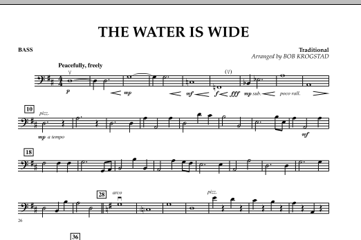 Download Bob Krogstad The Water Is Wide - Bass Sheet Music and learn how to play Orchestra PDF digital score in minutes