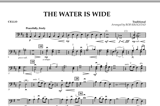 Download Bob Krogstad The Water Is Wide - Cello Sheet Music and learn how to play Orchestra PDF digital score in minutes