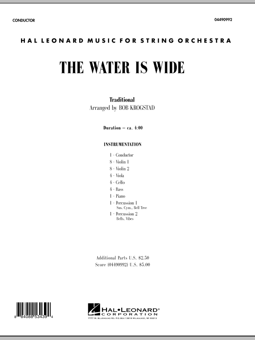 Download Bob Krogstad The Water Is Wide - Full Score Sheet Music and learn how to play Orchestra PDF digital score in minutes