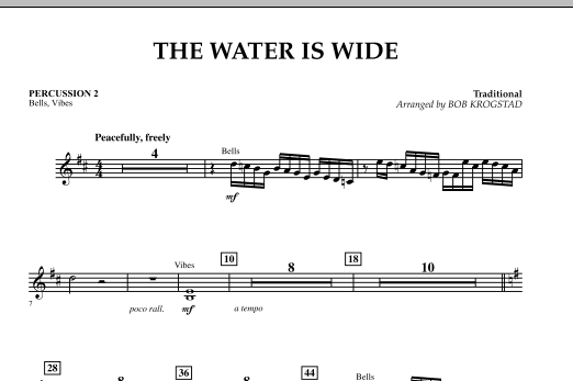 Download Bob Krogstad The Water Is Wide - Percussion 2 Sheet Music and learn how to play Orchestra PDF digital score in minutes