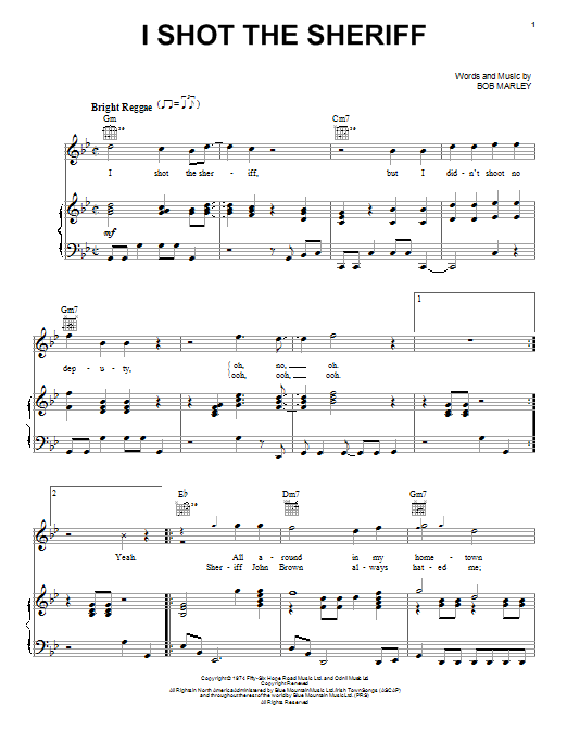 Download Bob Marley I Shot The Sheriff Sheet Music and learn how to play Alto Saxophone PDF digital score in minutes