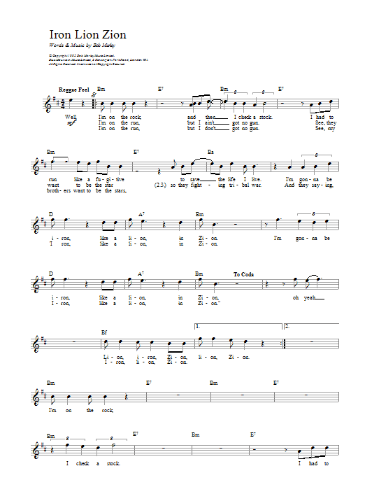 Download Bob Marley Iron Lion Zion Sheet Music and learn how to play Guitar Tab PDF digital score in minutes